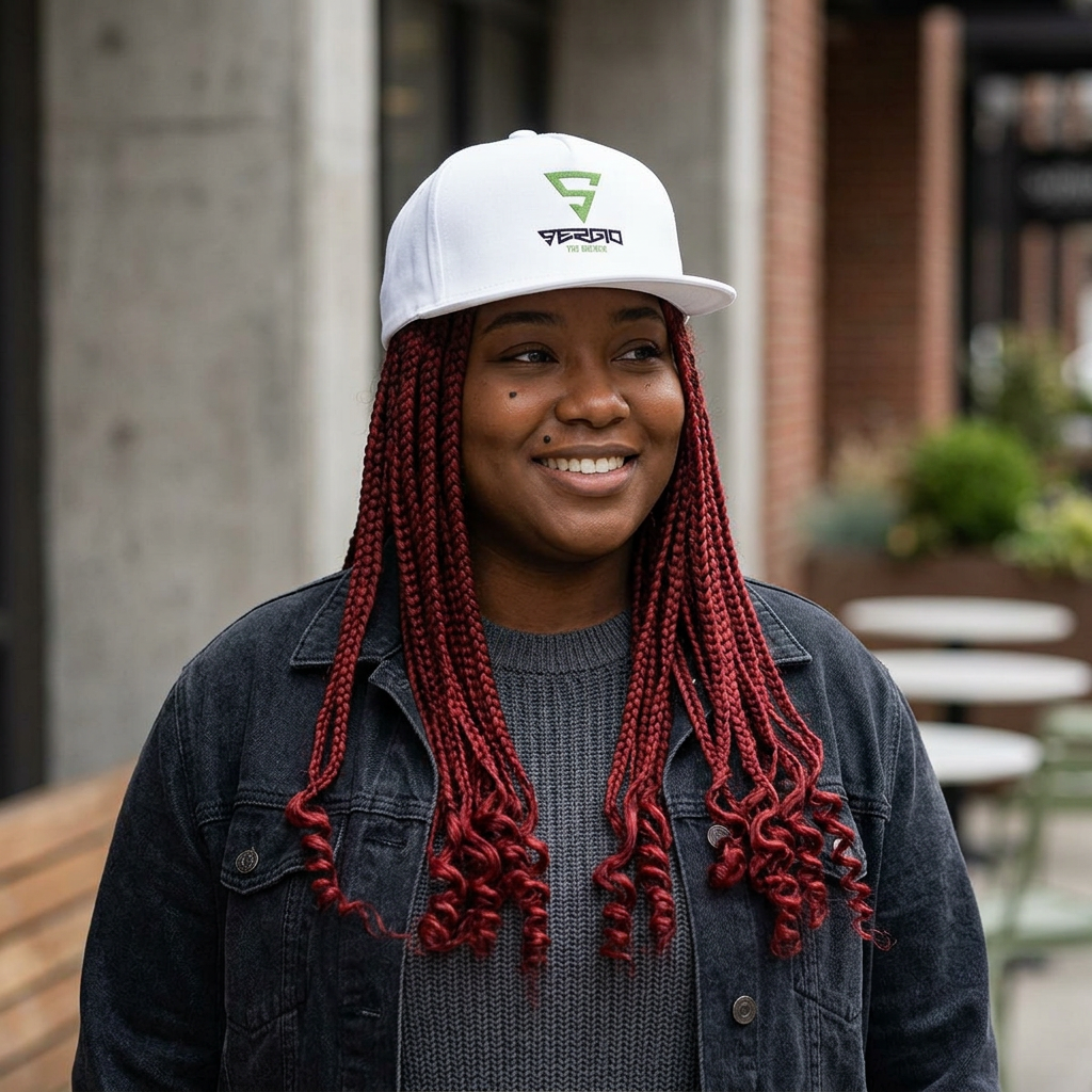 Embroidered Flat Bill Cap — Green Geometric 'Gerdio The Builder' Logo